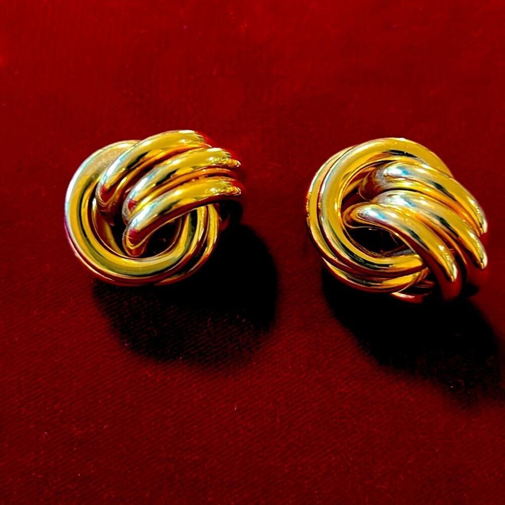 Vintage Large Knot Clip On Earrings